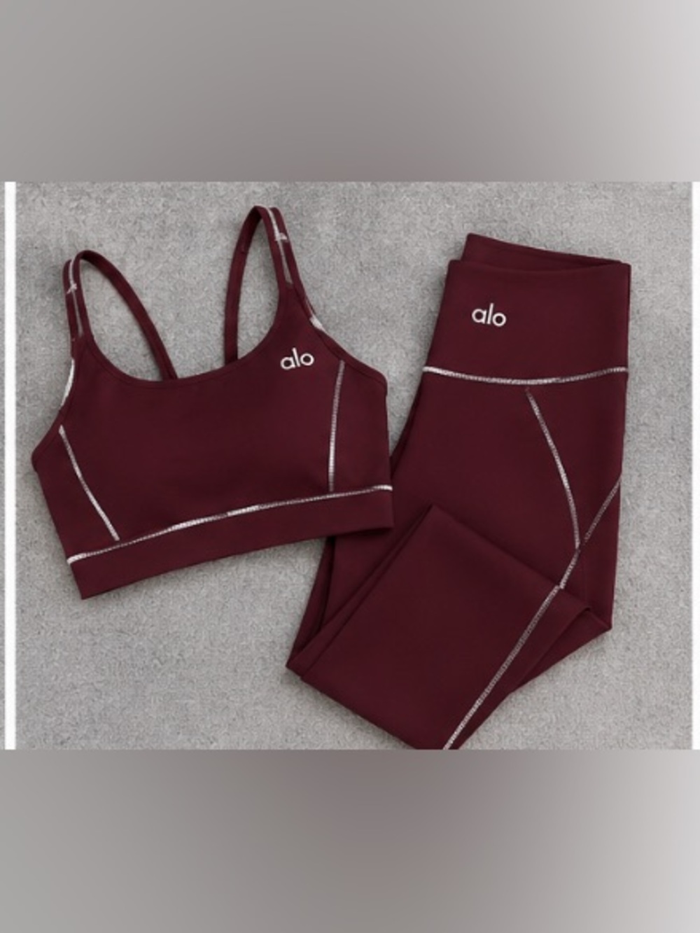 Alo Burgundy Seam-Trim Sports Bra & High-Rise
Leggings Set